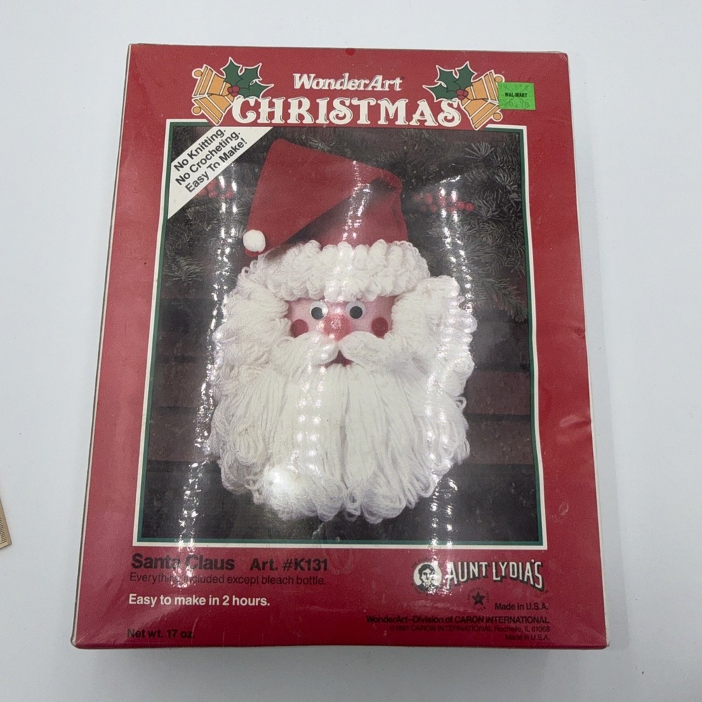 Santa Clause Craft Kit K131 Aunt Lydia's WondertArt Christmas 1991 Easy to Make